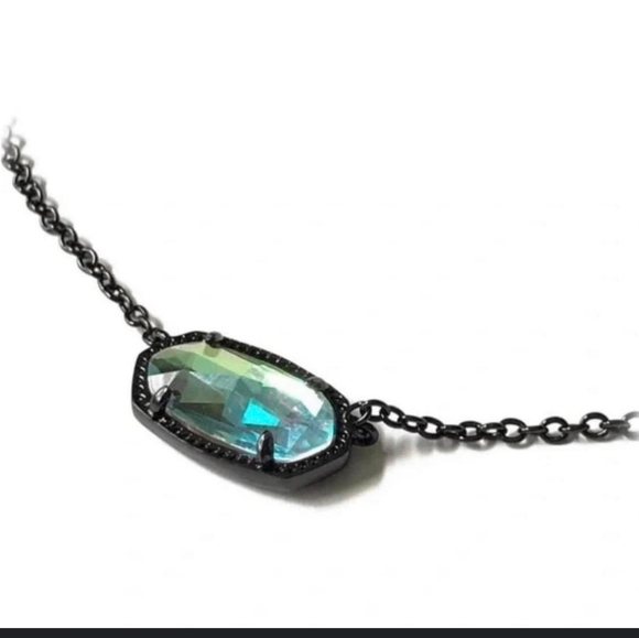 New Elisa Gunmetal Pendant Necklace in Grey Dichroic Glass - Picture 5 of 12
